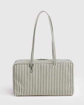 Medium Nylon Bowler Bag - Sage Stripe