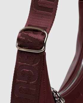 Small Recycled Leather Crescent Bag - Mahogany