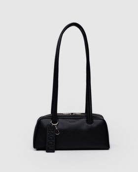 Small Recycled Leather Bowler Bag - Black