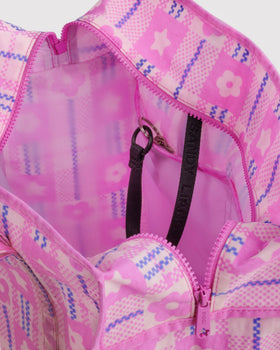 Large Nylon Market Bag - Market Plaid Pink