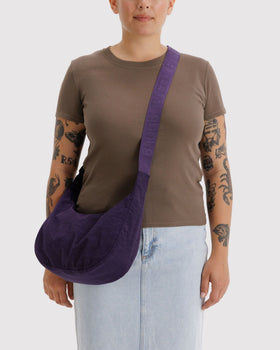 Medium Nylon Crescent Bag - Fig