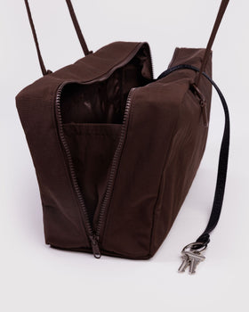 Medium Nylon Bowler Bag - Coffee - Weekend Carry