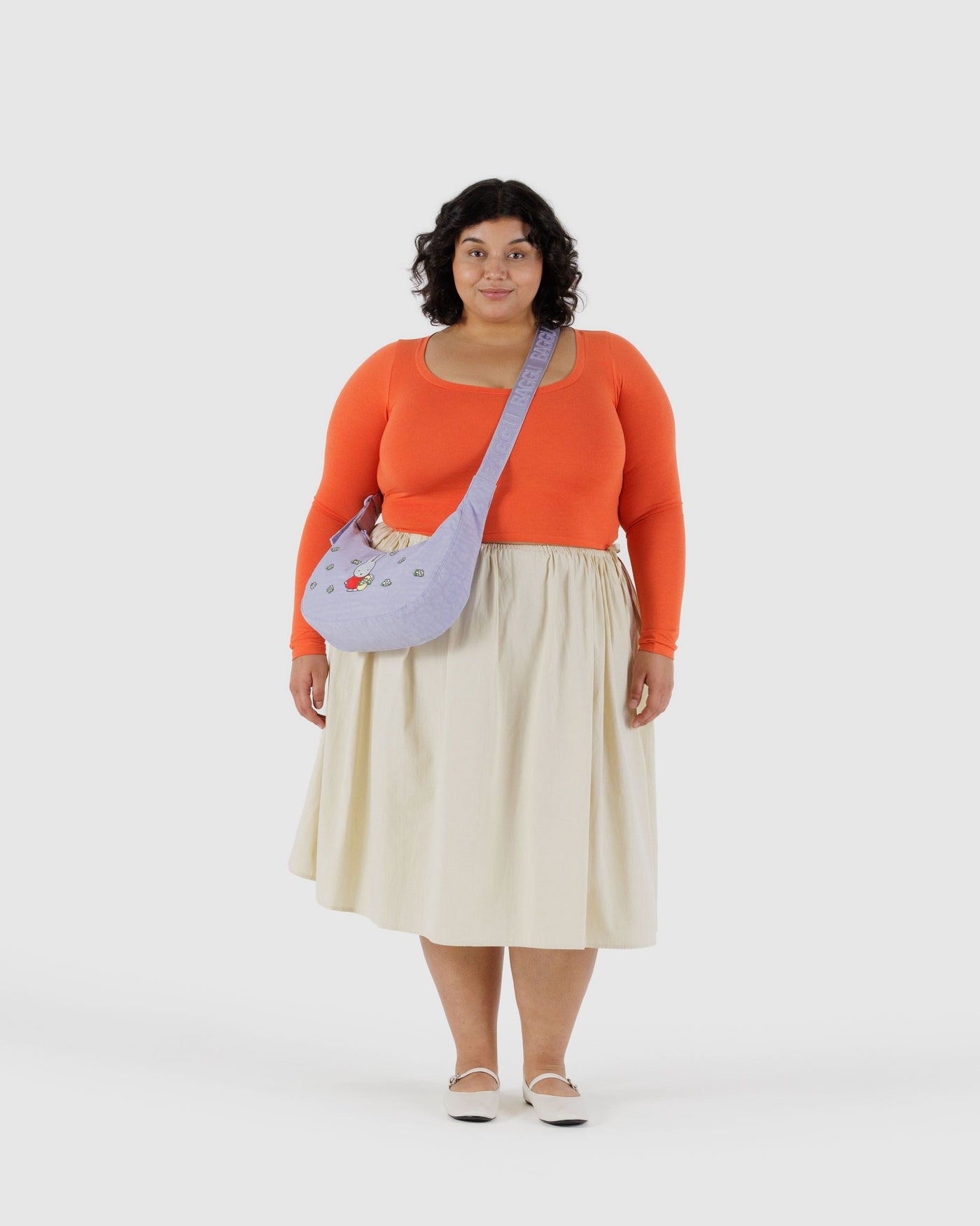 Medium Nylon Crescent Bag - Embroidered Miffy