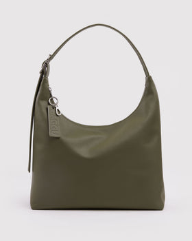 Recycled Leather Shoulder Bag - Loden