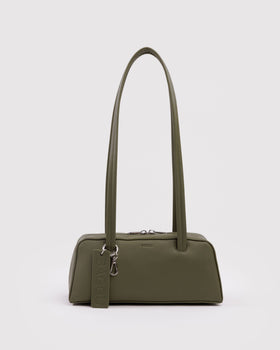 Small Recycled Leather Bowler Bag - Loden
