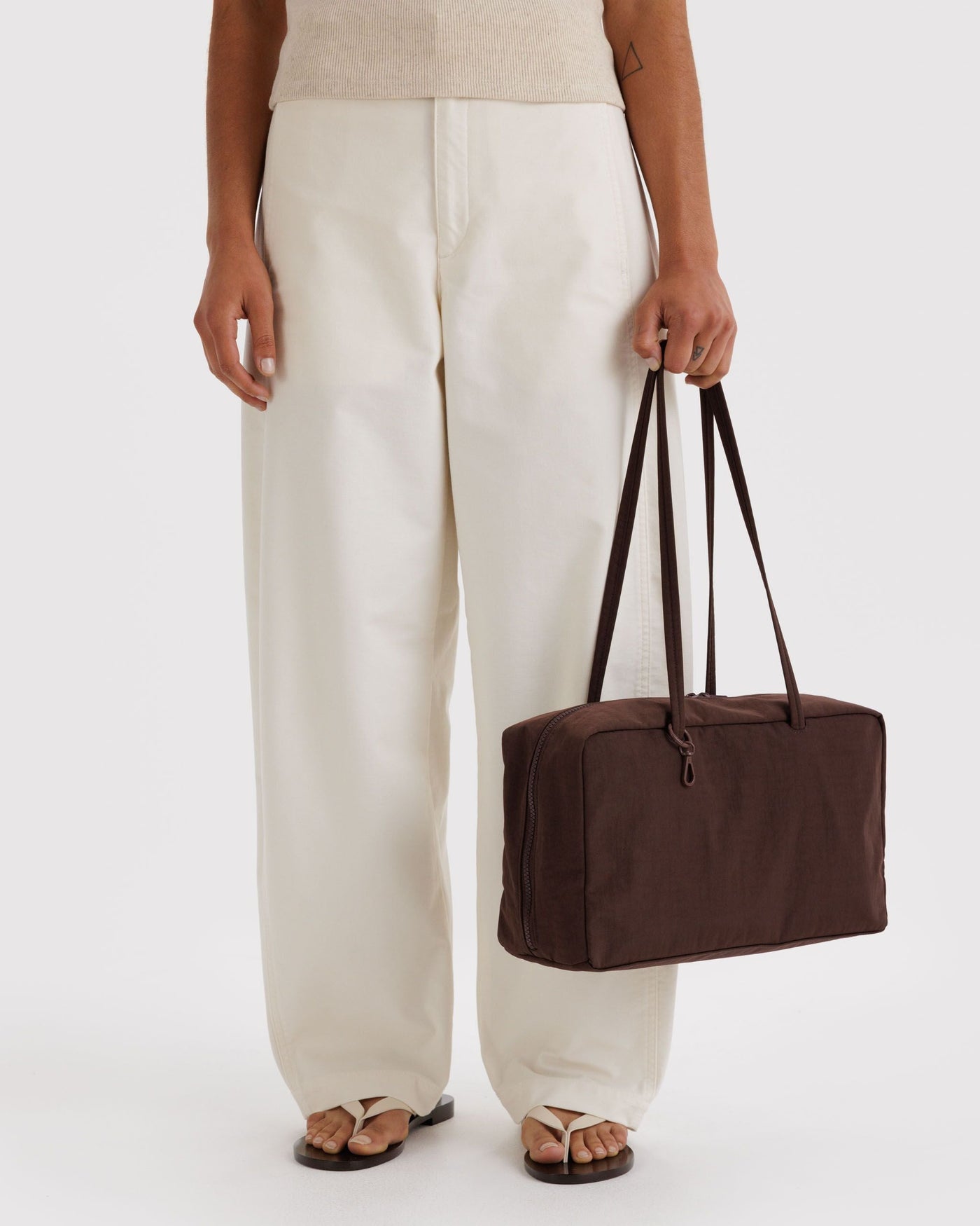 Medium Nylon Bowler Bag - Coffee - Weekend Carry