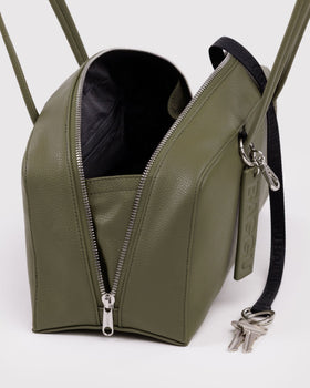 Recycled Leather Bowler Bag - Loden