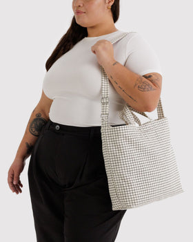 Horizontal Zip Duck Bag - Natural Grid